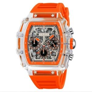 Activa x Invicta Skeleton Dial Watch Orange Clear Case 44mm NWT
